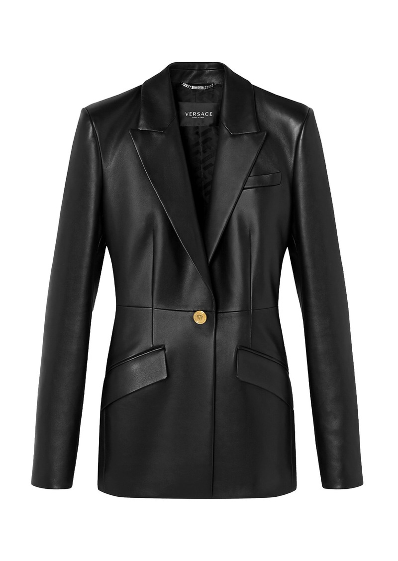 Versace - Leather Blazer Jacket  - Black - IT 38 - Moda Operandi