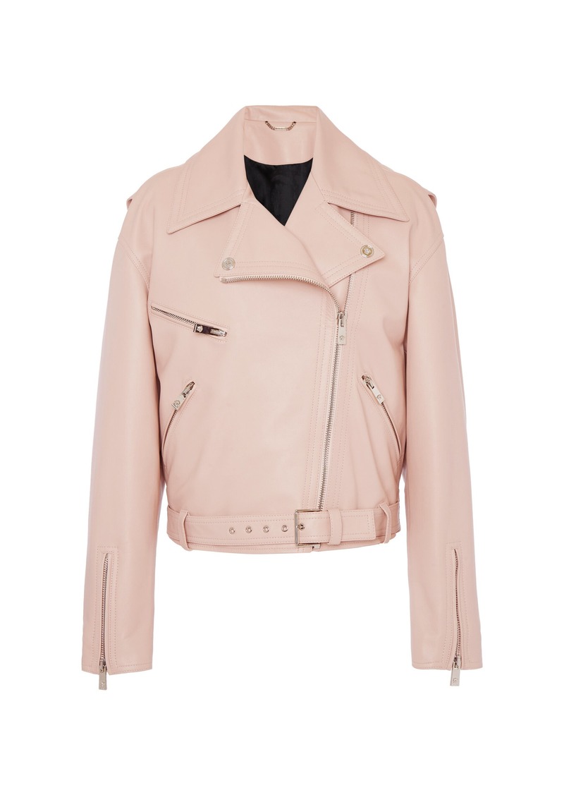 Versace - Leather Moto Jacket - Pink - IT 38 - Moda Operandi
