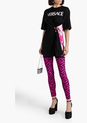 Versace - Logo-print stretch-jacquard leggings - Pink - IT 40