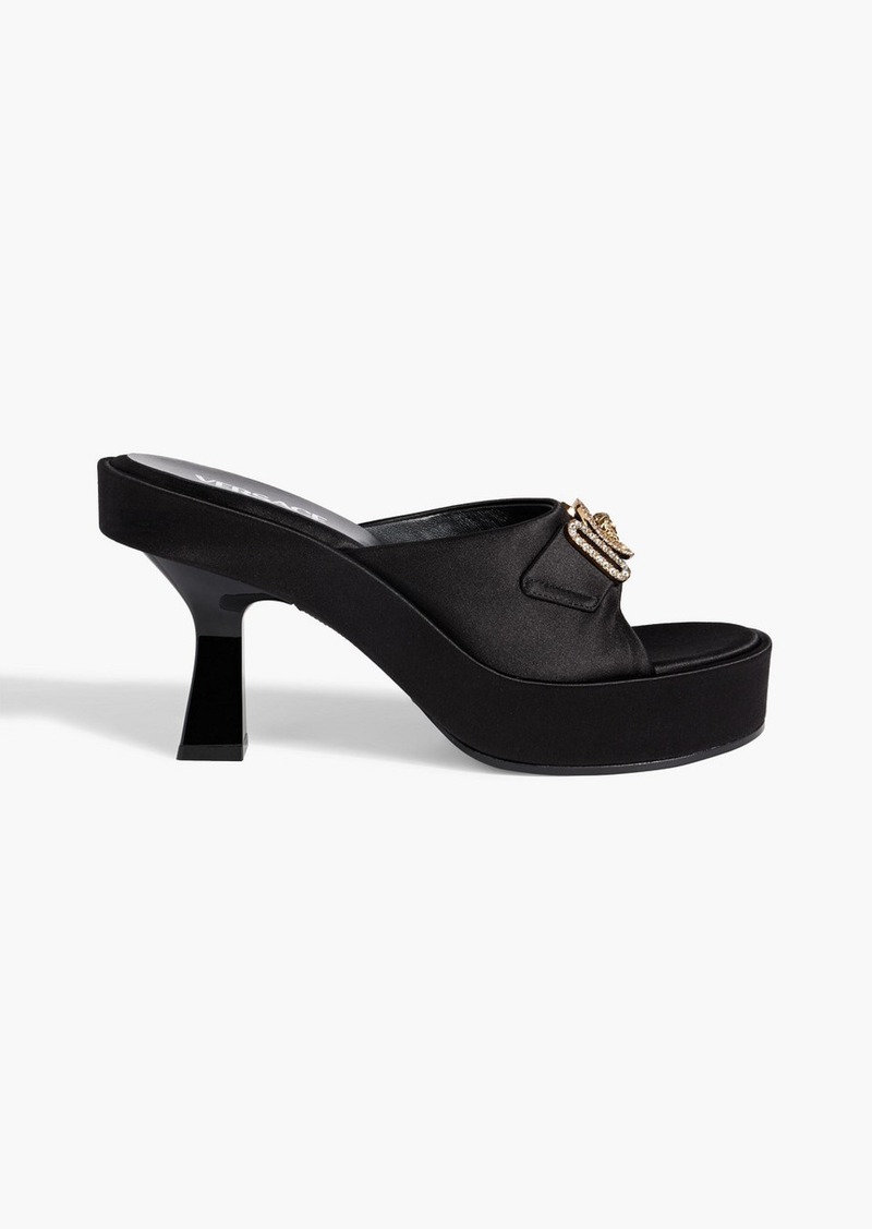 Versace - Medusa Biggie satin platform mules - Black - EU 38.5