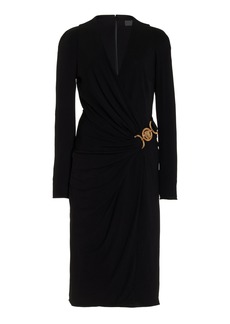 Versace - Medusa Jersey Midi Wrap Dress - Black - IT 40 - Moda Operandi