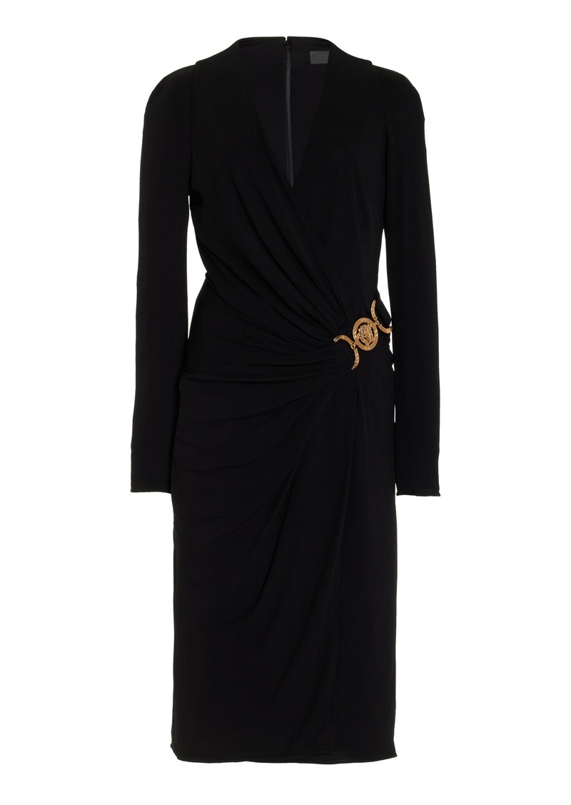 Versace - Medusa Jersey Midi Wrap Dress - Black - IT 46 - Moda Operandi