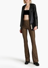 Versace - Embroidered metallic jacquard-knit flared pants - Brown - IT 38