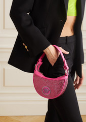 Versace - Mini crystal-embellished satin and leather shoulder bag - Pink - OneSize