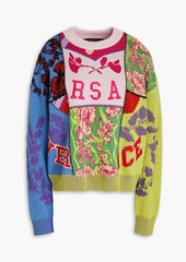 Versace - Patchwork-effect wool and cotton-blend sweater - Pink - IT 38