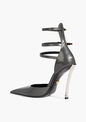 Versace - Pin-Point glossed-leather pumps - Gray - EU 36