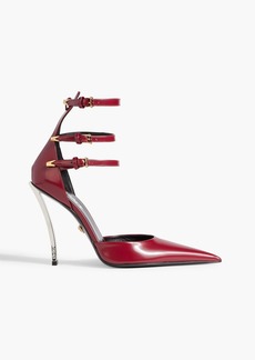 Versace - Pin-Point glossed-leather pumps - Burgundy - EU 41