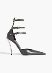 Versace - Pin-Point glossed-leather pumps - Gray - EU 36