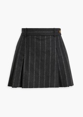 Versace - Pleated wool and cotton-blend jacquard mini skirt - Gray - IT 42