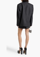 Versace - Pleated wool and cotton-blend jacquard mini skirt - Gray - IT 42