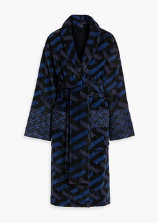 Versace - Printed cotton-terry robe - Blue - M