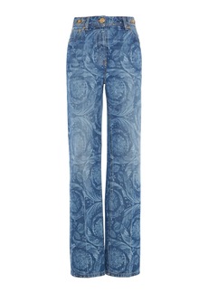 Versace - Printed Straight-Leg Jeans - Medium Wash - 24 - Moda Operandi