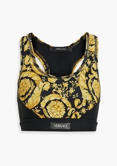 Versace - Printed stretch sports bra - Yellow - XXS