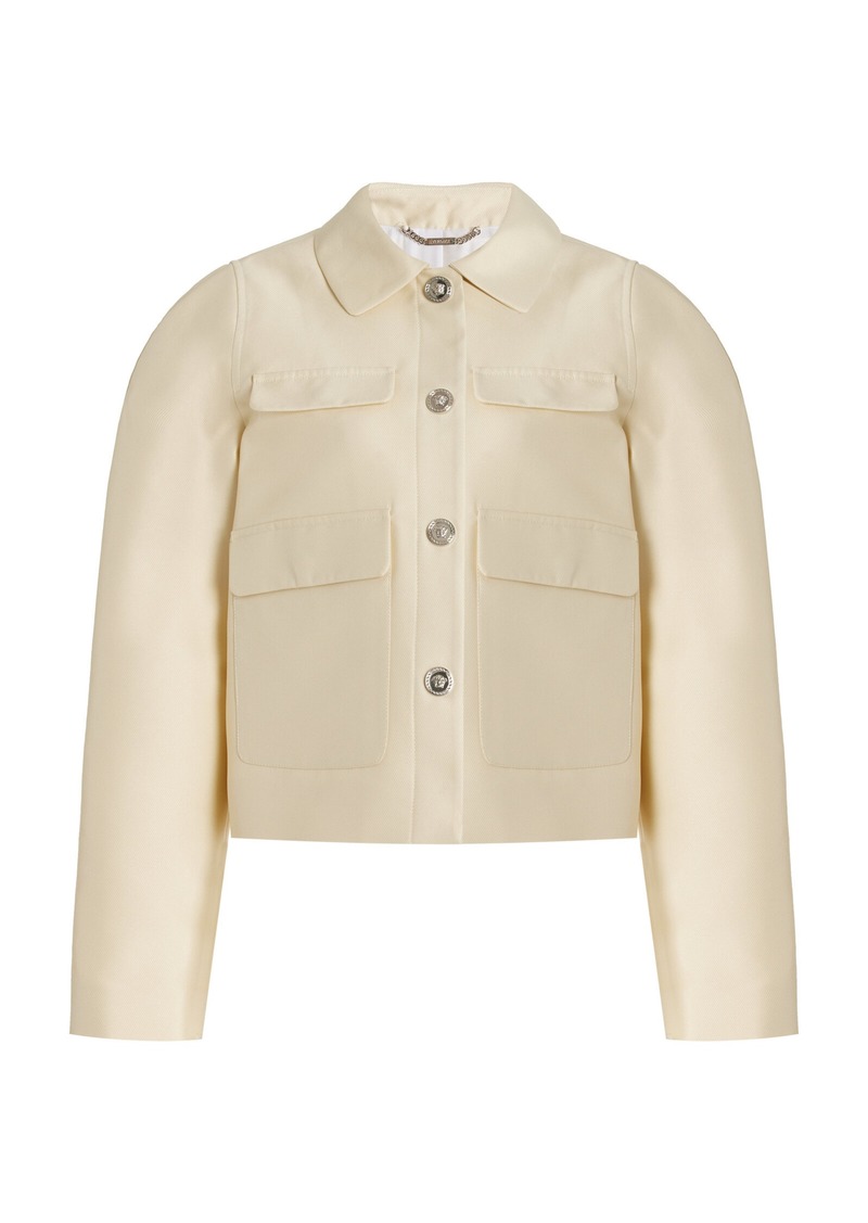 Versace - Silk-Blend Blouson Jacket - Neutral - IT 40 - Moda Operandi