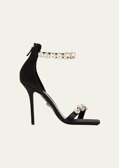 Versace 110mm Crystal-Embellished Silk Stiletto Sandals