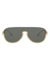 Versace 138mm Pilot Shield Sunglasses in Gold/Grey Solid at Nordstrom