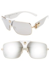 Versace 145mm Mirrored Shield Sunglasses in White/Gold Mirror at Nordstrom
