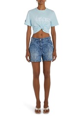 Versace 1978 Re-Edition Logo Safety Pin Crop Graphic T-Shirt