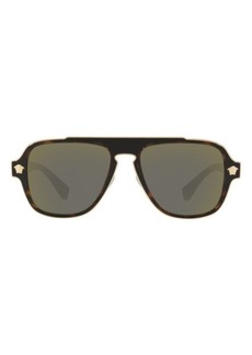 Versace 56mm Mirrored Aviator Sunglasses