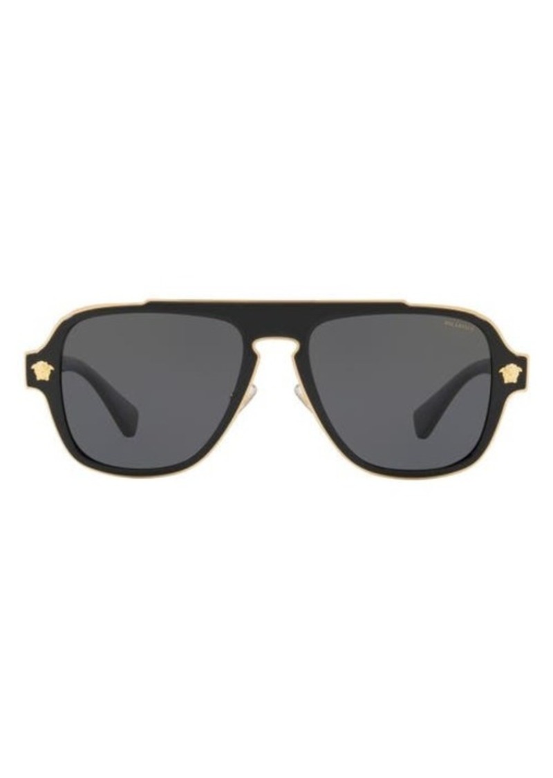 Versace 56mm Polarized Aviator Sunglasses