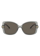 Versace 56mm Square Sunglasses in Transparent Black/Brown at Nordstrom
