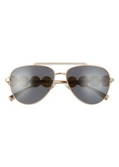 Versace 59mm Pilot Crystal Medusa Head Sunglasses
