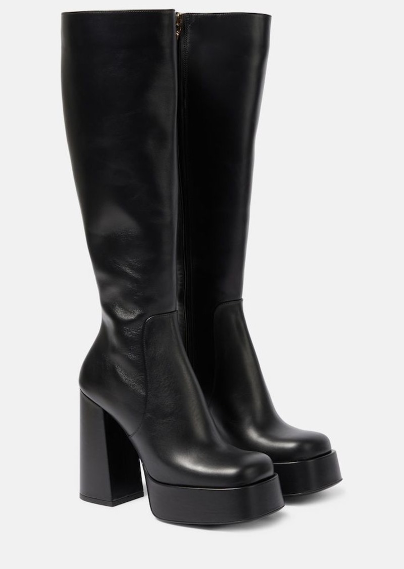 Versace Aevitas leather platform knee-high boots