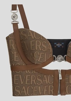 Versace All-Over Logo Bustier Top