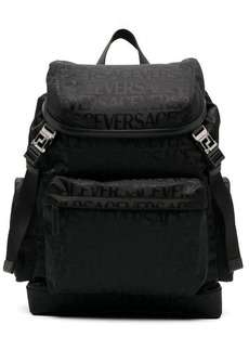 VERSACE All over logo nylon backpack