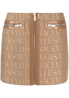 Versace Allover leather-trim miniskirt