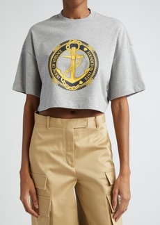 Versace Anchor Logo Crop Graphic T-Shirt