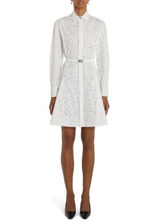Versace Barocco Embroidered Long Sleeve Belted Shirtdress