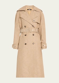 Versace Barocco Jacquard Double-Breasted Belted Trench Coat