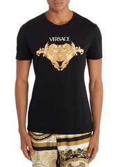 Versace Barocco Logo Cotton Graphic Tee in Black/Gold at Nordstrom