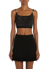 Versace Barocco Metallic Jacquard Crop Sweater Tank