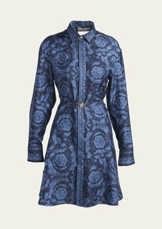 Versace Barocco-Print Belted Mini Dress