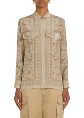 Versace Barocco Print Silk Button-Up Shirt