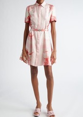 Versace Barocco Sea Print Silk Satin Shirtdress