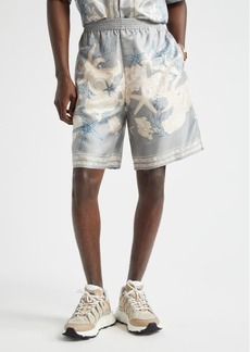 Versace Barocco Sea Print Silk Twill Shorts