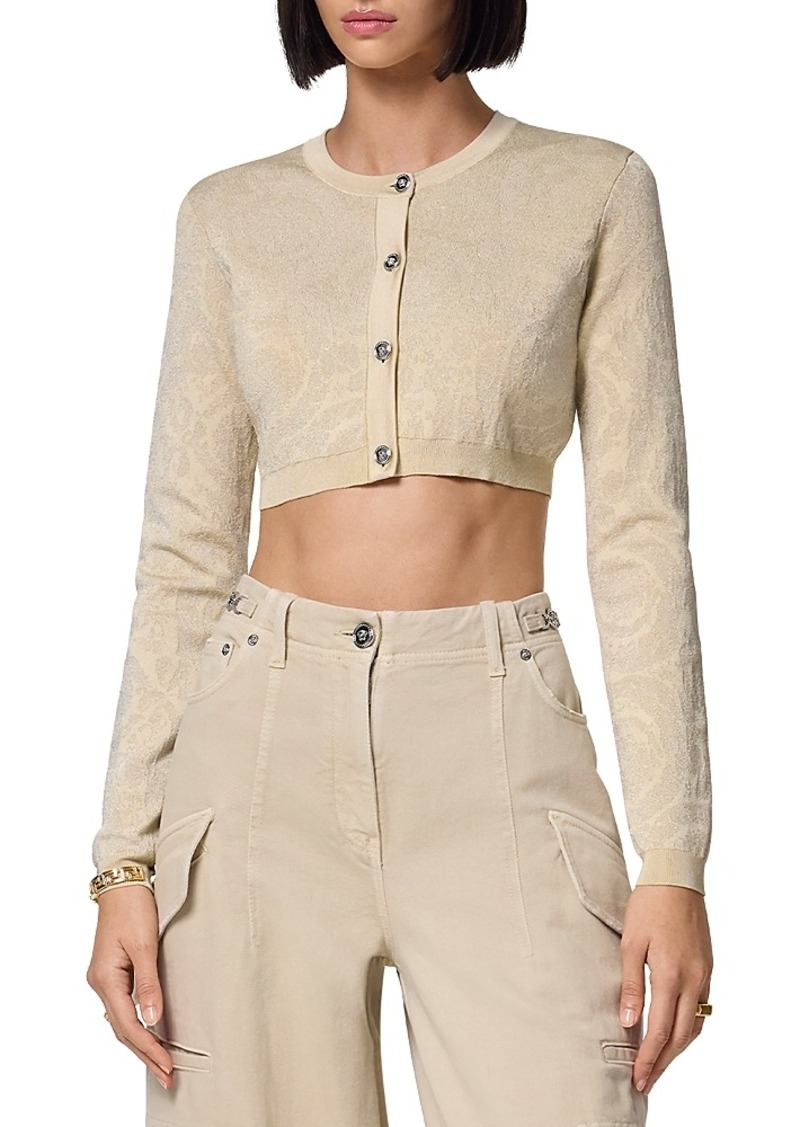 Versace Barocco Texture Cropped Cardigan Sweater