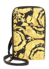 Versace Barocco Zip Around Leather Wallet in Gold/Black at Nordstrom
