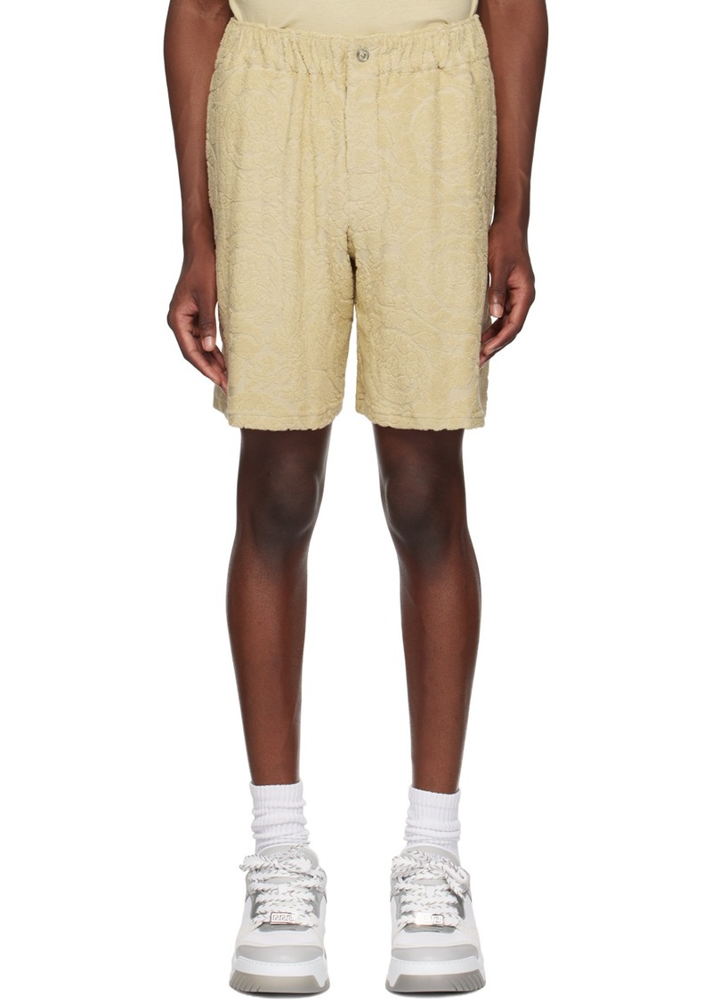 Versace Beige Barocco Jacquard Shorts