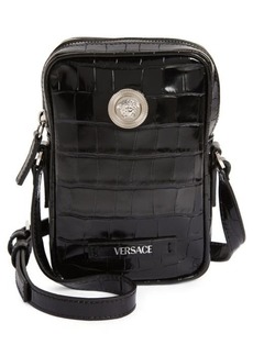 Versace Biggie Medusa Croc Embossed Phone Crossbody Bag