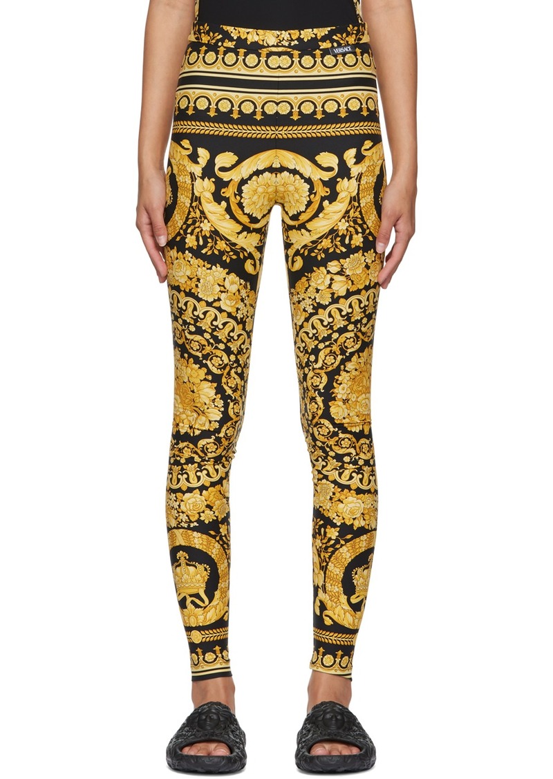 Versace Black & Gold Barocco Leggings