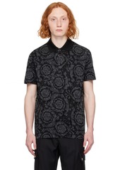 Versace Black & Gray Barocco Polo