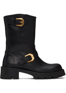 Versace Black Buckled Boots