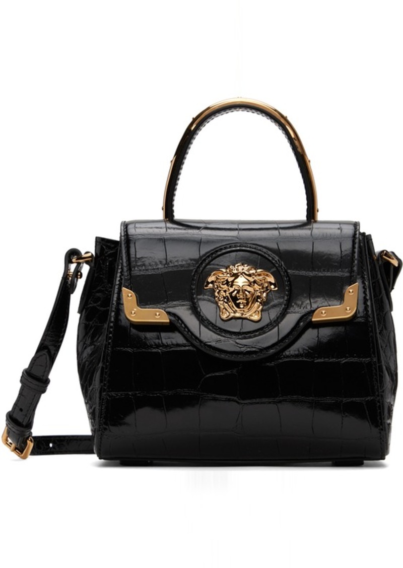 Versace Black Croc-Effect 'La Medusa' Small Bag