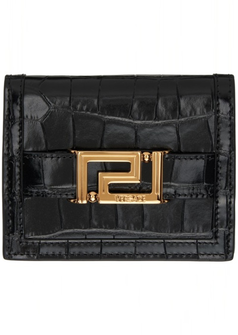 Versace Black Croc Greca Goddess Wallet