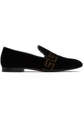 Versace Black Embroidered Loafers