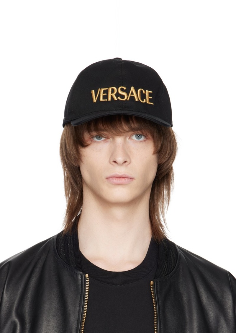 Versace Black Embroidered Logo Cap